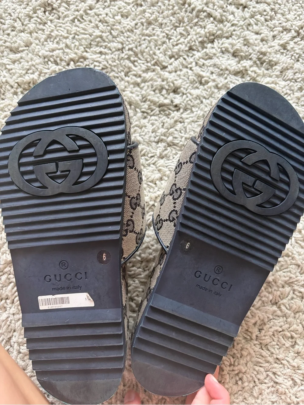 GG Supreme Monogram Slide Sandals